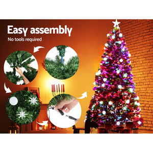 Jingle Jollys 1.8M 6FT LED Christmas Tree Optic Fiber Xmas Multi Colour Lights