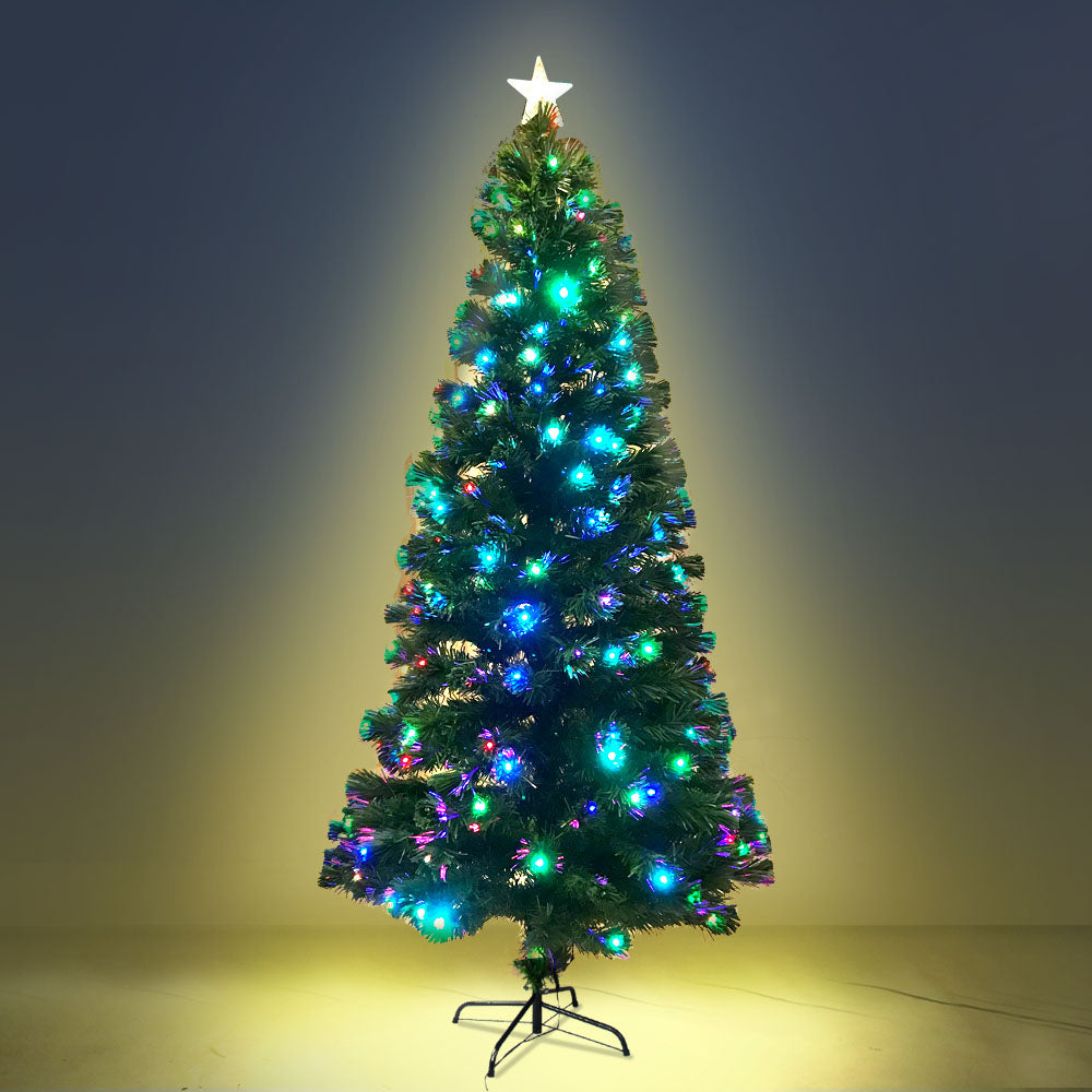 Jingle Jollys 2.1M 7FT LED Christmas Tree Xmas Optic Fiber Multi Colour Lights