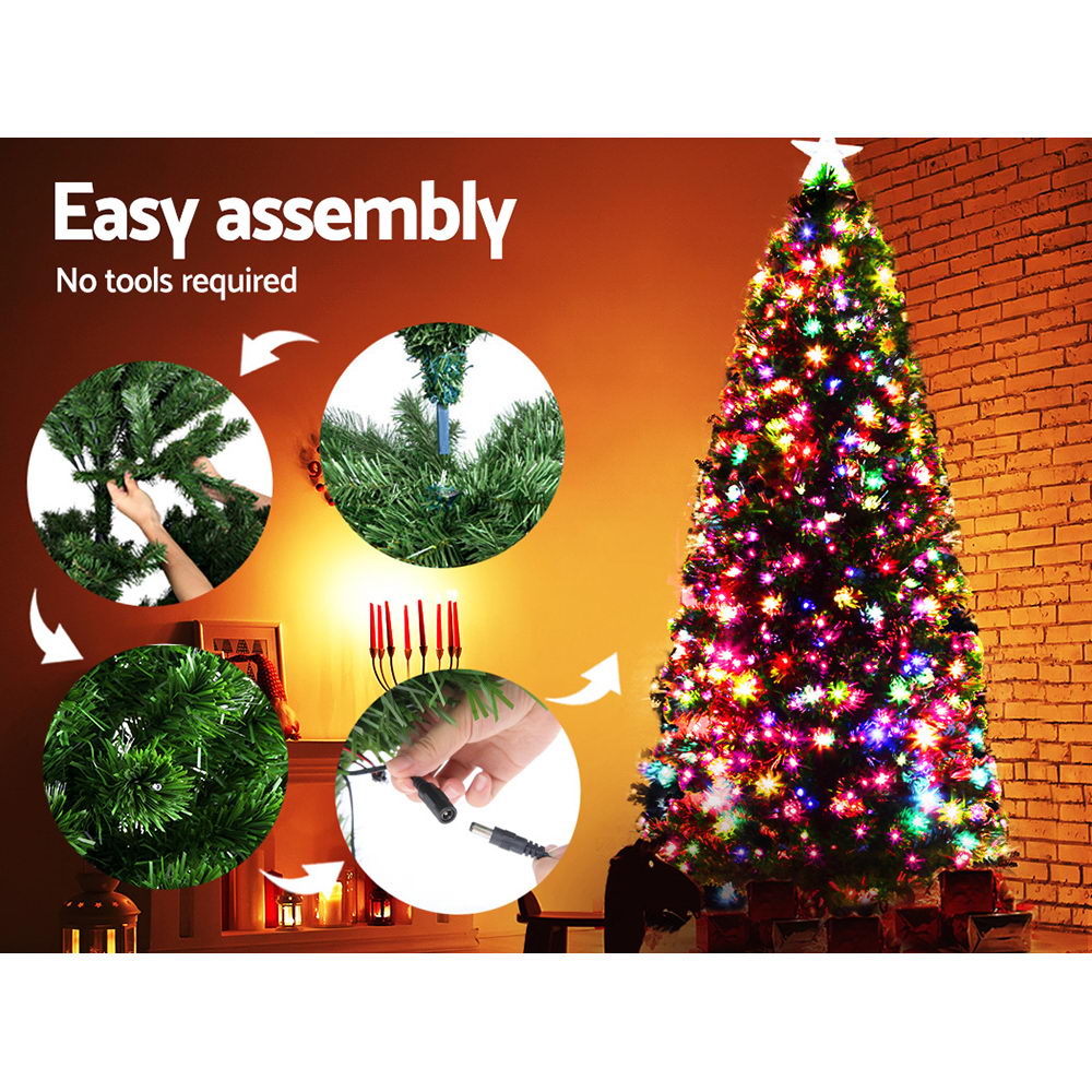 Jingle Jollys 1.8M 6FT LED Christmas Tree Xmas Optic Fiber Multi Colour Lights