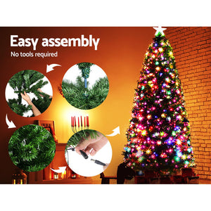 Jingle Jollys 2.1M 7FT LED Christmas Tree Xmas Optic Fiber Multi Colour Lights