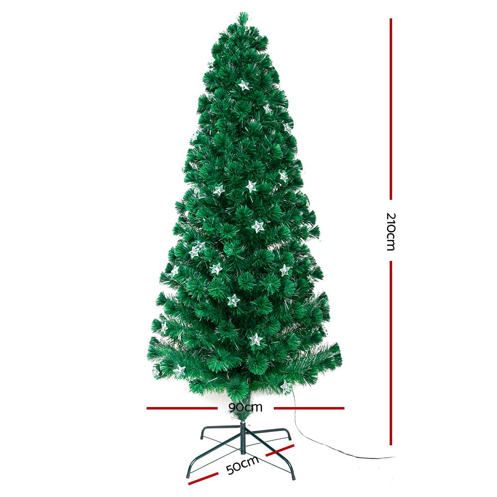 Jingle Jollys 2.1M 7FT LED Christmas Tree Xmas Optic Fiber Multi Colour Lights