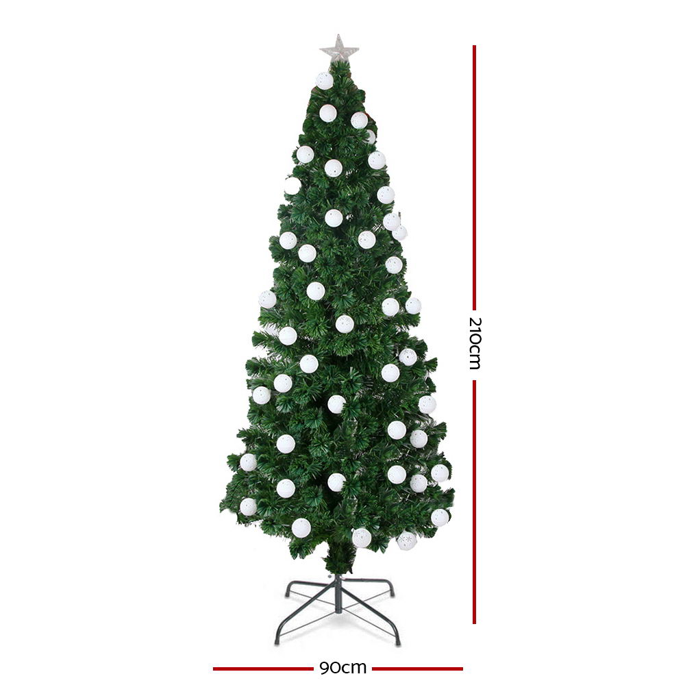 Jingle Jollys 2.1M 7FT LED Christmas Tree Xmas Optic Fiber Multi Colour Lights