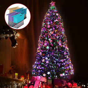 Jingle Jollys 2.4M 8FT LED Christmas Tree Xmas Fibre Optic Multi Colour Lights Bonus Bag