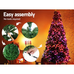 Jingle Jollys 2.4M LED Christmas Tree Xmas Multi Colour Lights Fibre Optic Decorations 8FT Bonus Bag