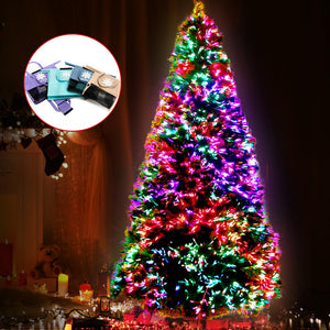 Jingle Jollys 2.4M LED Christmas Tree Xmas Multi Colour Lights Fibre Optic Decorations 8FT Bonus Bag