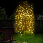 Jingle Jollys 2.1M LED Christmas Willow Tree 600 LED Xmas Warm White Optic Fiber