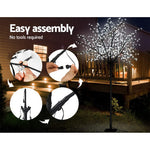 Jingle Jollys 2.5M LED Christmas Blossom Tree 600 LED Optic Fiber Cold White