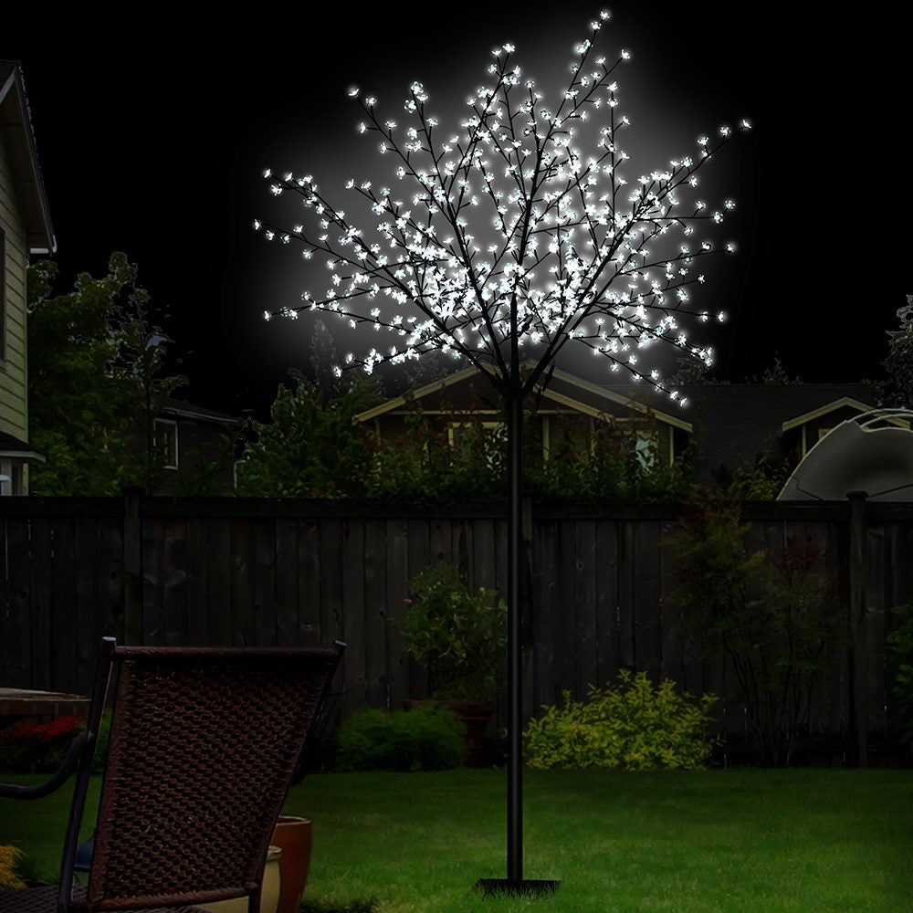 Jingle Jollys 2.5M LED Christmas Blossom Tree 600 LED Optic Fiber Cold White