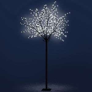 Jingle Jollys 2.5M LED Christmas Tree Blossom Twig 600 Fibre Optic Cold White Xmas Decorations Bonus Bag