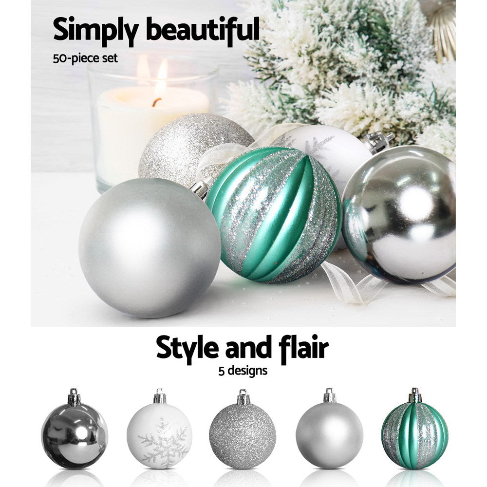 Jingle Jollys 6FT 1.8M Christmas Tree Baubles Balls Xmas Decorations Green Home Decor 800 Tips Green Silver