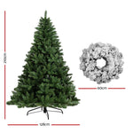 Jingle Jollys 7FT Christmas Tree Wreath 2.1M Xmas Decorations Green Home Decor 1000 Tips Green Snowy