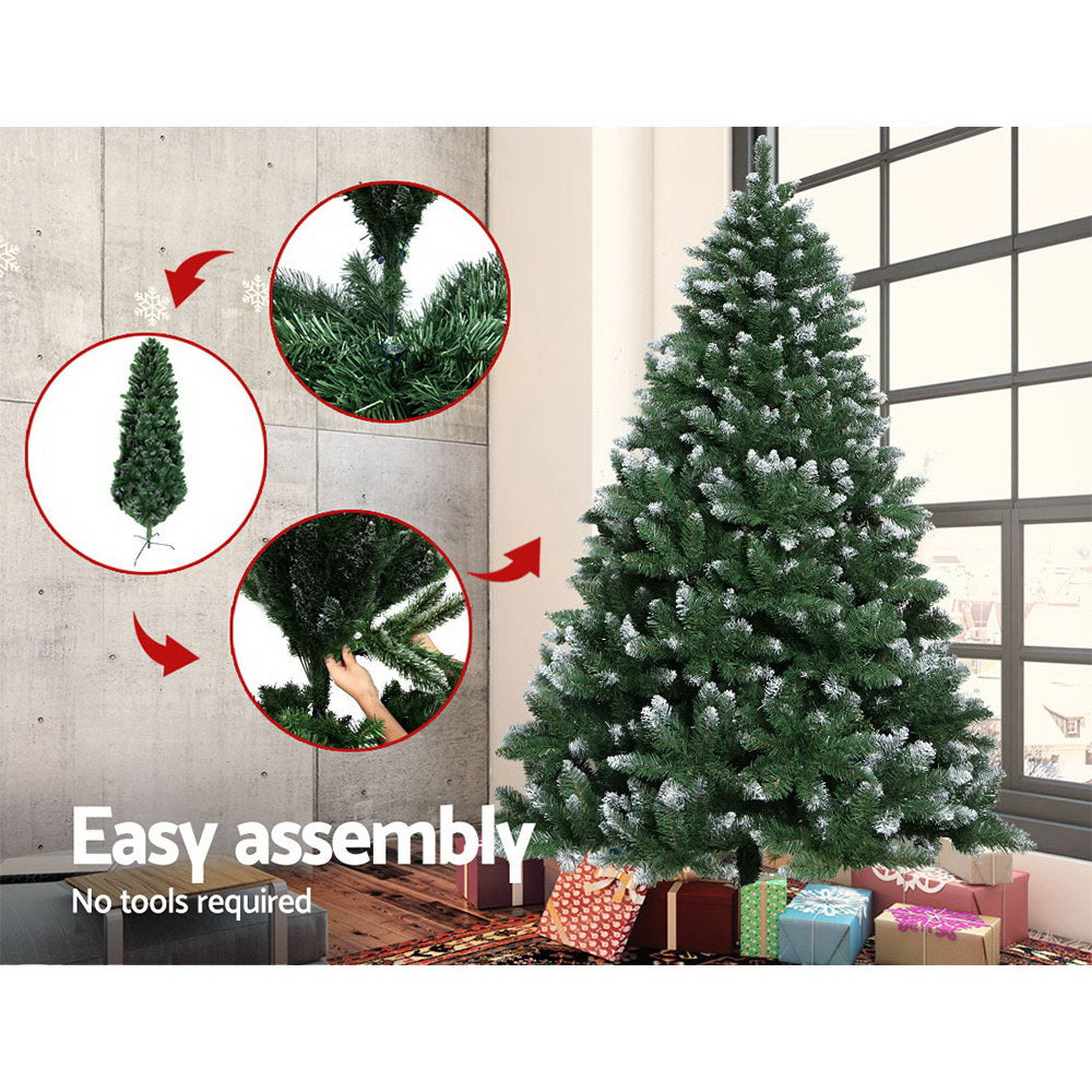 Jingle Jollys 7FT Christmas Snow Tree - Green