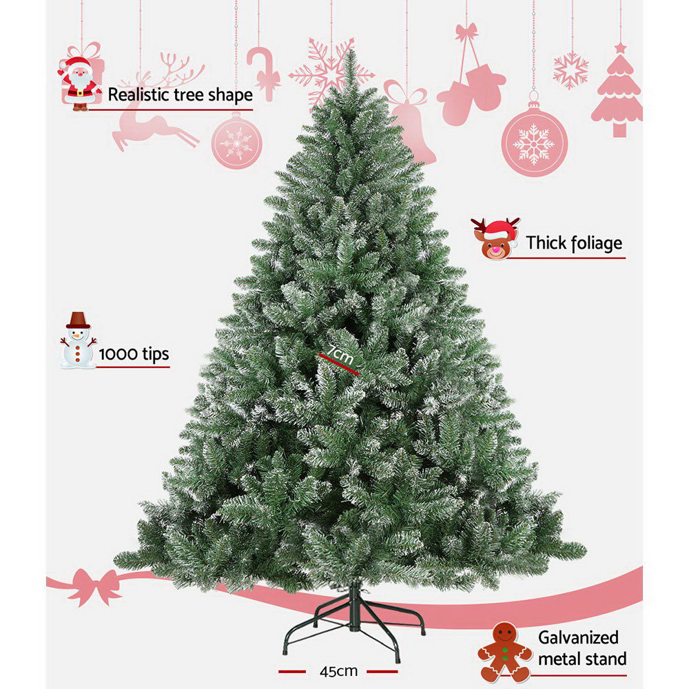 Jingle Jollys 2.1M 7FT Christmas Tree Xmas Decorations Snow Home Decor 1000 Tips Bonus Bag