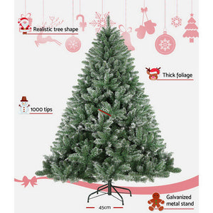 Jingle Jollys 2.1M 7FT Christmas Tree Xmas Decorations Snow Home Decor 1000 Tips Bonus Bag