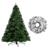 Jingle Jollys 8FT Christmas Tree Wreath 2.4M Xmas Decorations Green Home Decor 1400 Tips Green Snowy