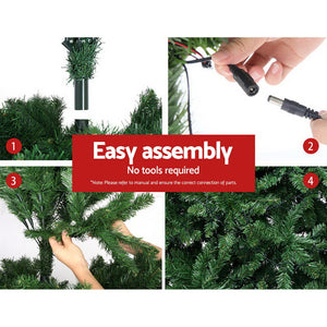 Jingle Jollys 2.4M 8FT Christmas Tree 1488 LED Lights 1488 Tips Warm White Green