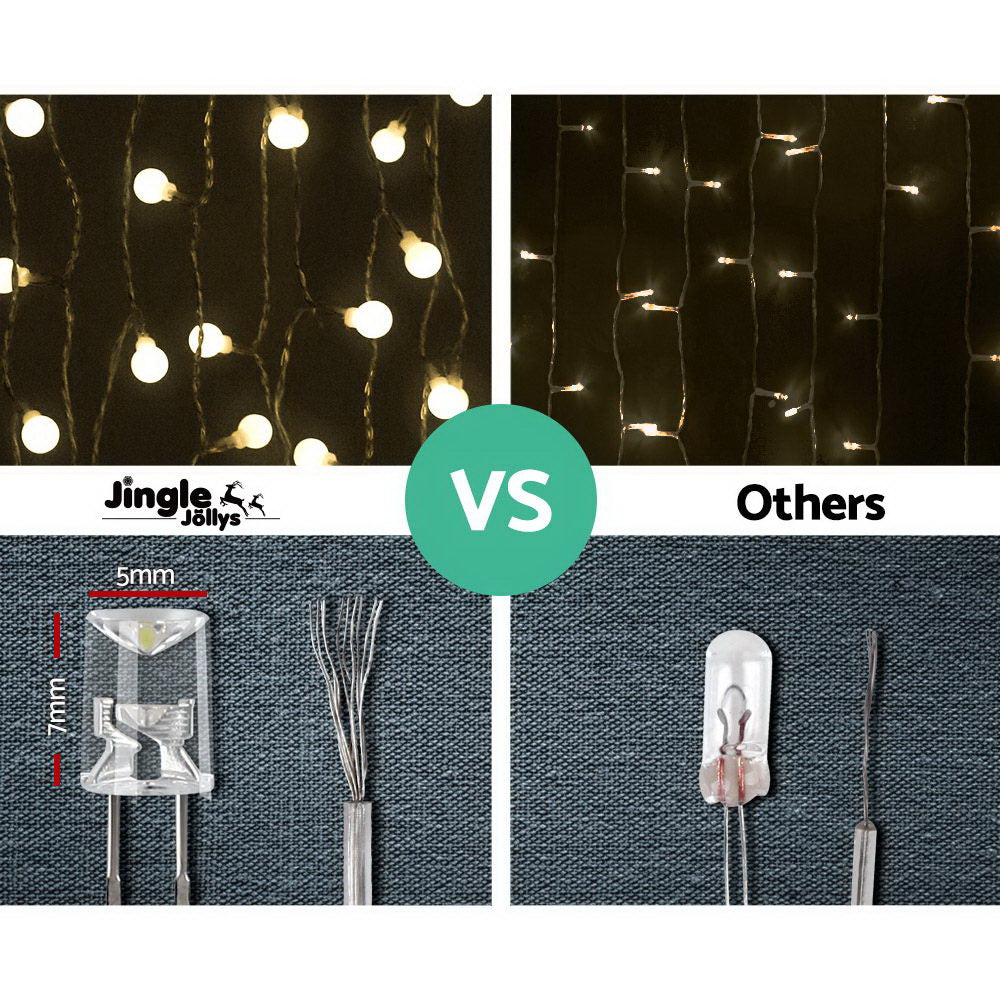 Jingle Jollys 300 LED Curtain Lights - Warm White