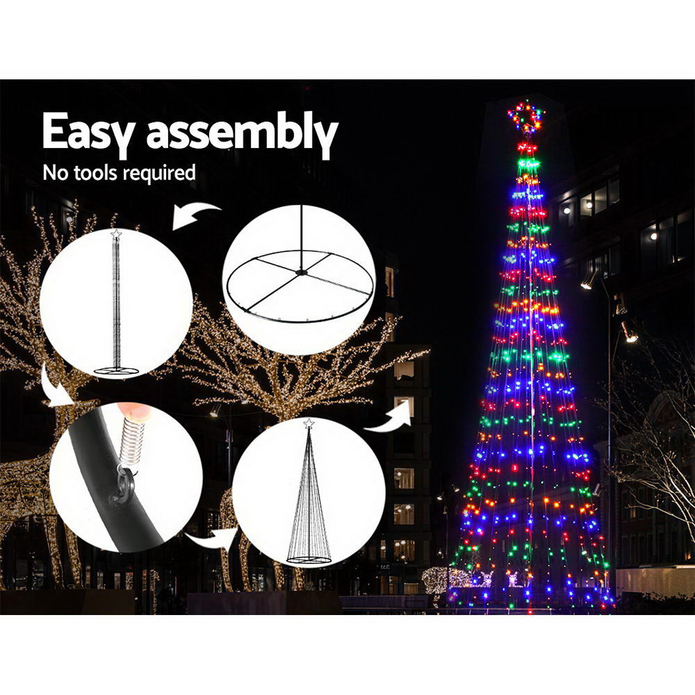 Jingle Jollys 5M Christmas Tree LED Lights Multi Colour Xmas Fibre Optic Decorations Bonus Bag