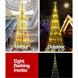 Jingle Jollys 5M Christmas Tree LED Lights Warm White Xmas Fibre Optic Decorations Bonus Bag