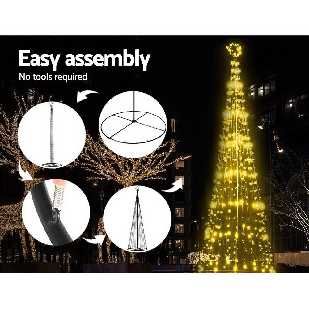 Jingle Jollys 5M Christmas Tree LED Lights Warm White Xmas Fibre Optic Decorations Bonus Bag