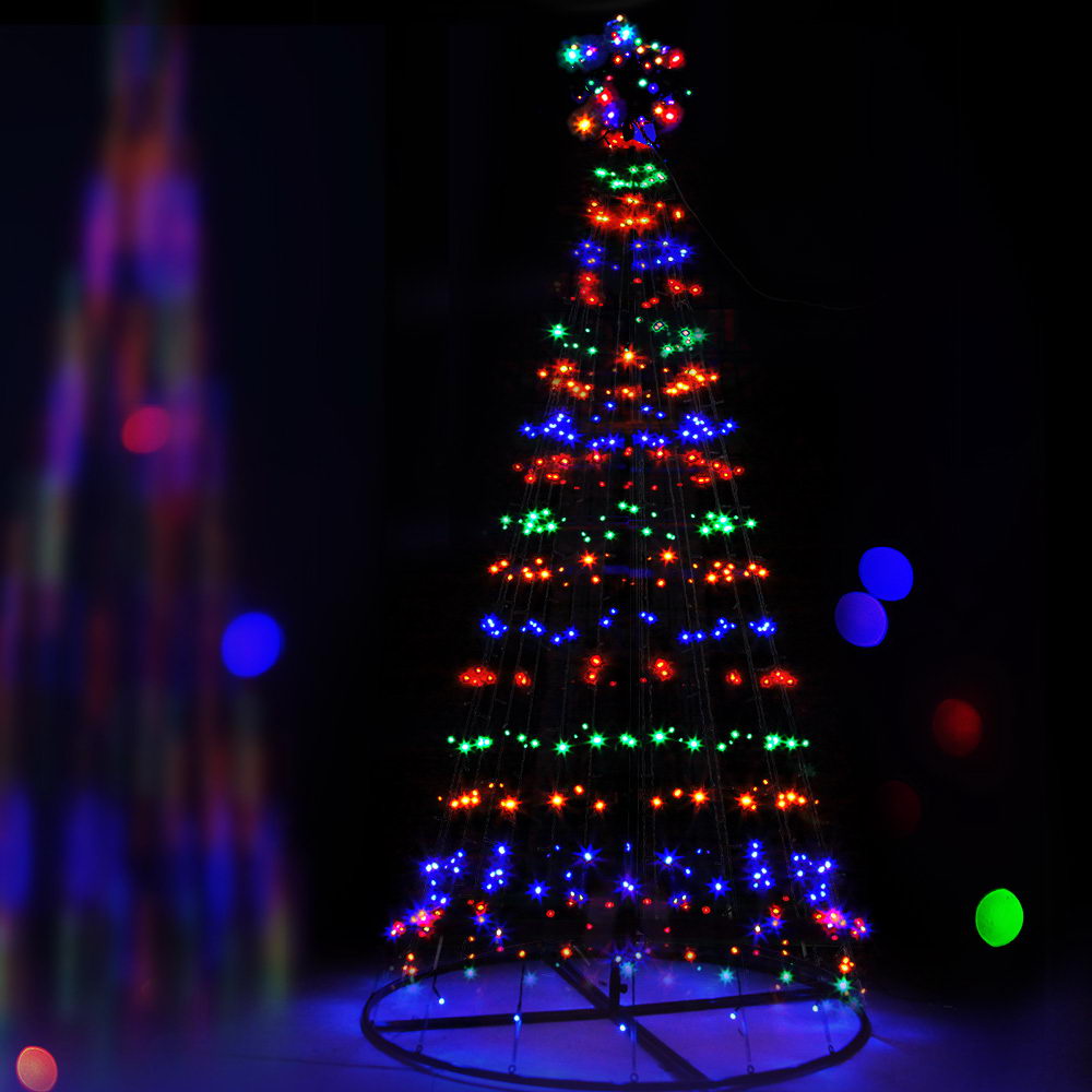 Jingle Jollys 2.1M LED Christmas Tree Lights Solar Xmas Multi Colour Optic Fiber