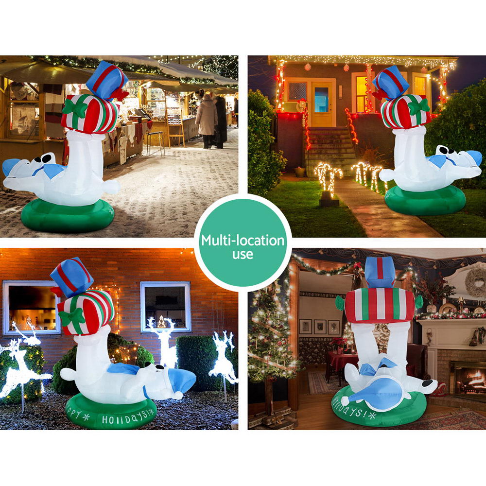 Jingle Jollys 1.8m Christmas Inflatable Polar Bear Lights Decoration Airblown