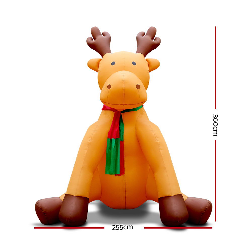 Jingle Jollys 3.6m Christmas Inflatable Reindeer Lights Xmas Decoration