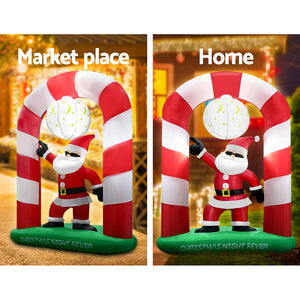 Jingle Jollys 2.4m Christmas Inflatable Disco Santa Lights Xmas Decoratopm