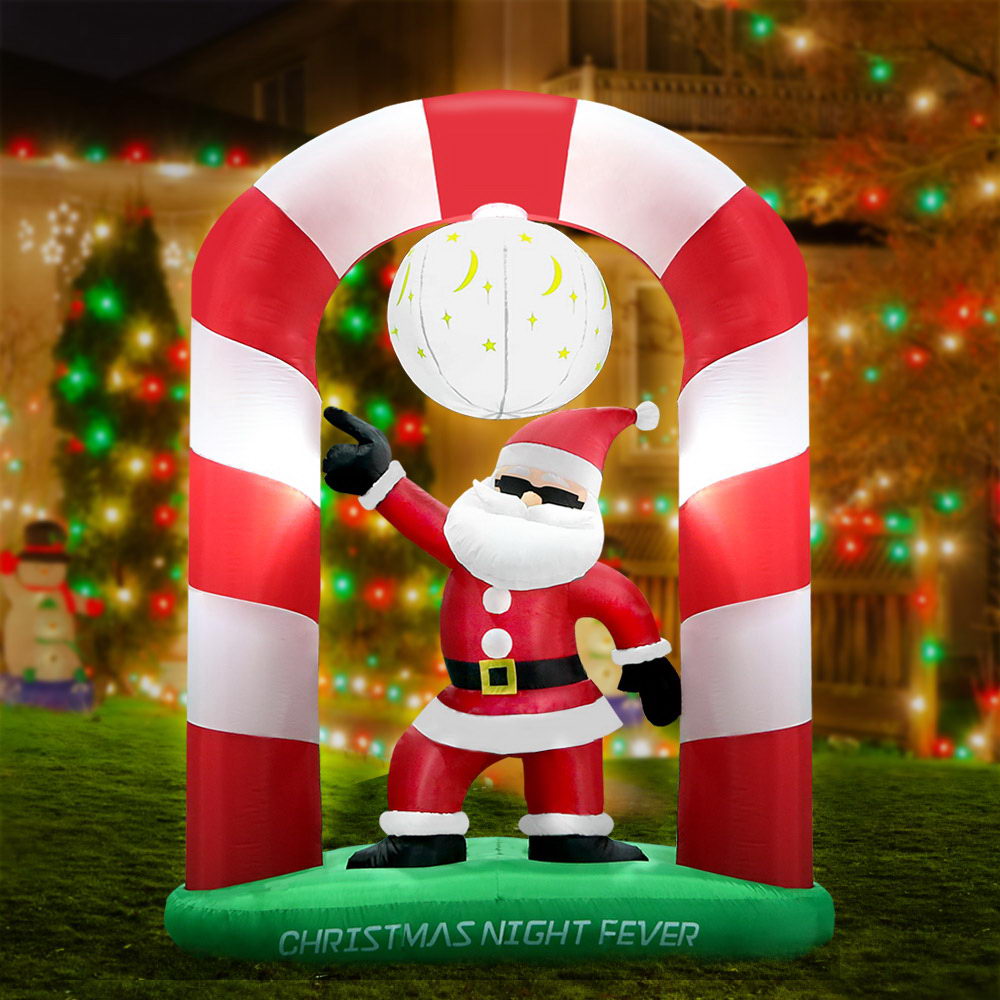 Jingle Jollys 2.4m Christmas Inflatable Disco Santa Lights Xmas Decoratopm