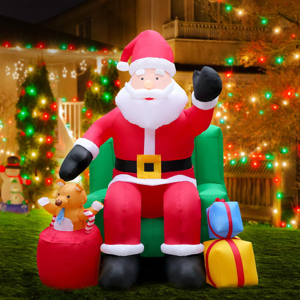 Jingle Jollys Inflatable Christmas Santa Decoration 2.4m Lights Xmas Airblown