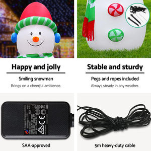 Jingle Jollys Inflatable Christmas Snowman Lights LED Xmas Decoration Outdoor 3M