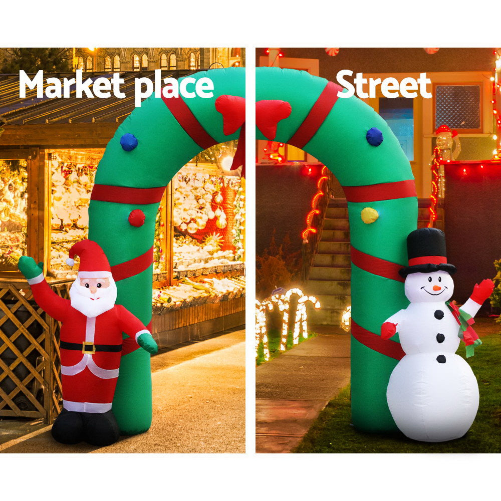 Jingle Jollys 2.8M Christmas Inflatable Giant Arch Way Santa Snowman Light Decor