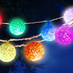 Jingle Jollys 12.5M Christmas Snowball String Lights - Multi Colour