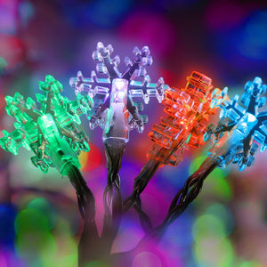 Jingle Jollys 20M Christmas Snowflake String Lights - Multi Colour