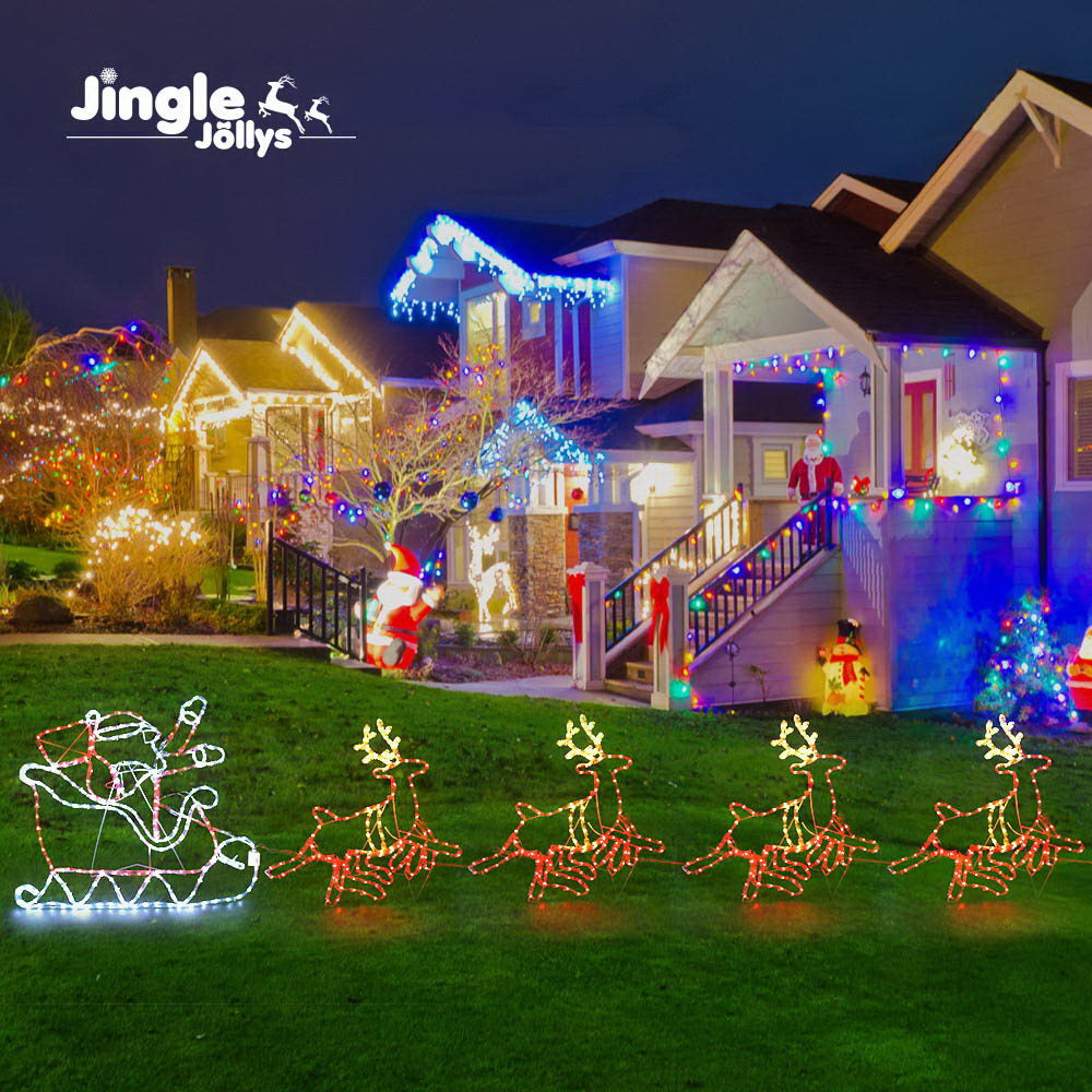 Jingle Jollys Christmas LED Motif Light Rope Santa Reindeer