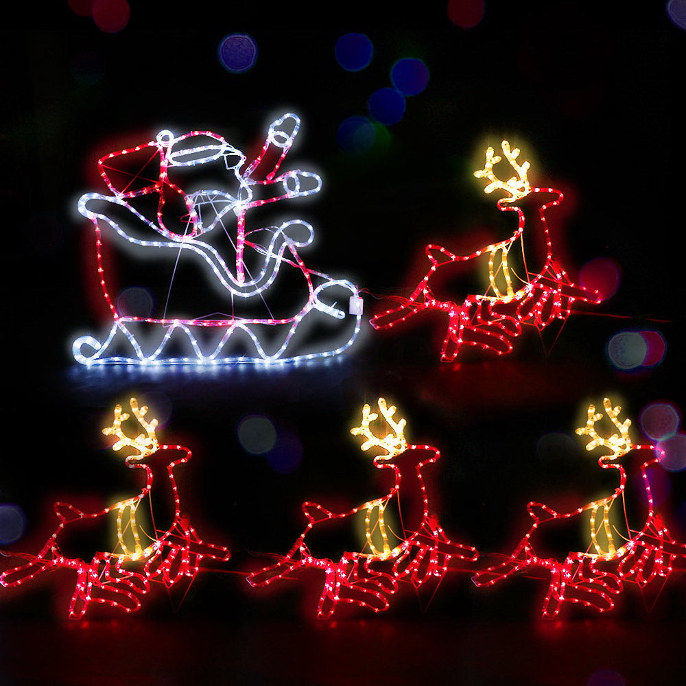 Jingle Jollys Christmas LED Motif Light Rope Santa Reindeer