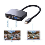 UGREEN Mini Display Port to HDMI &amp; VGA Dual Converter Premium ABS case - Black (10439)