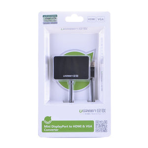 UGREEN Mini Display Port to HDMI &amp; VGA Dual Converter Premium ABS case - Black (10439)