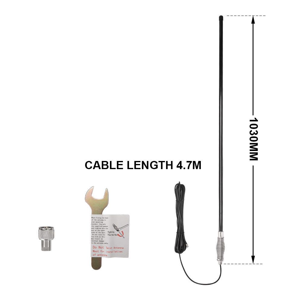 ANTENNA FOR UHF CB RADIO 6.6DBI BLACK HEAVY DUTY HI GAIN BULL BAR FIBERGLASS
