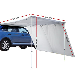 Weisshorn Car Shade Awning 3 X 3M W/ Extension 3 X 2M   Grey