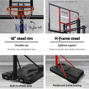 Everfit 3.05M Portable Basketball Stand System Height Adjustable Black