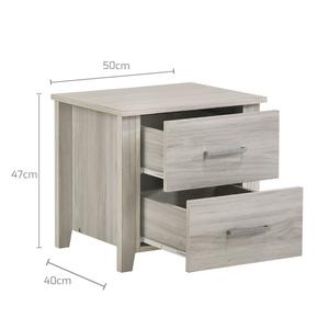 2 Drawers Bedside Table In White Oak