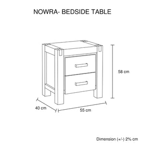 Nowra 2 Drawer Bedside Table