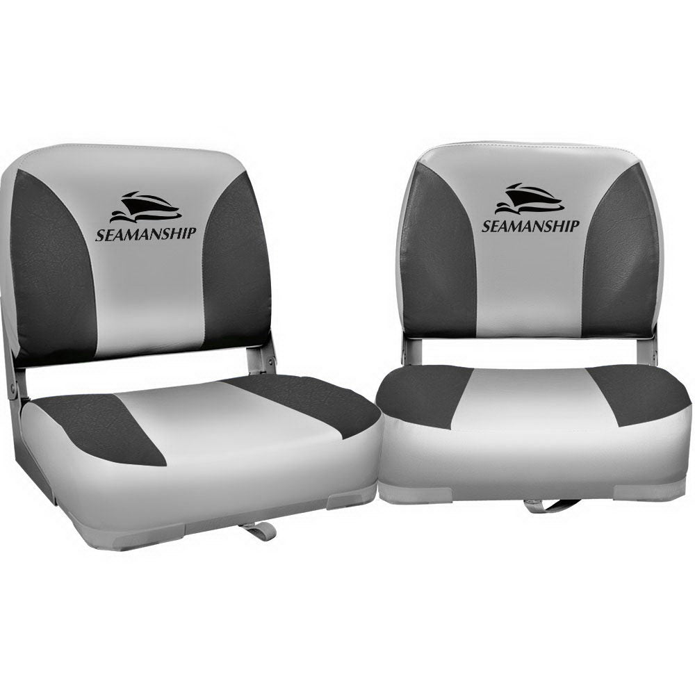 Seamanship Set of 2 Folding Swivel Boat Seats - Grey