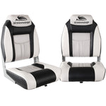 Seamanship Set of 2 Folding Swivel Boat Seats - Grey & Black