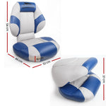 Seamanship Set of 2 Folding Swivel Boat Seats- Blue & Grey