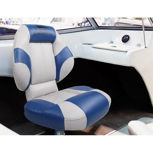 Seamanship Set of 2 Folding Swivel Boat Seats- Blue & Grey