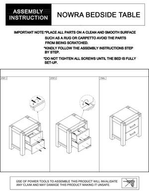 Nowra 2 Drawer Bedside Table