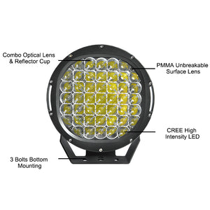 9 inch 225W CREE ROUND LED SPOT Driving Lights Off Road Spotlights BLACK