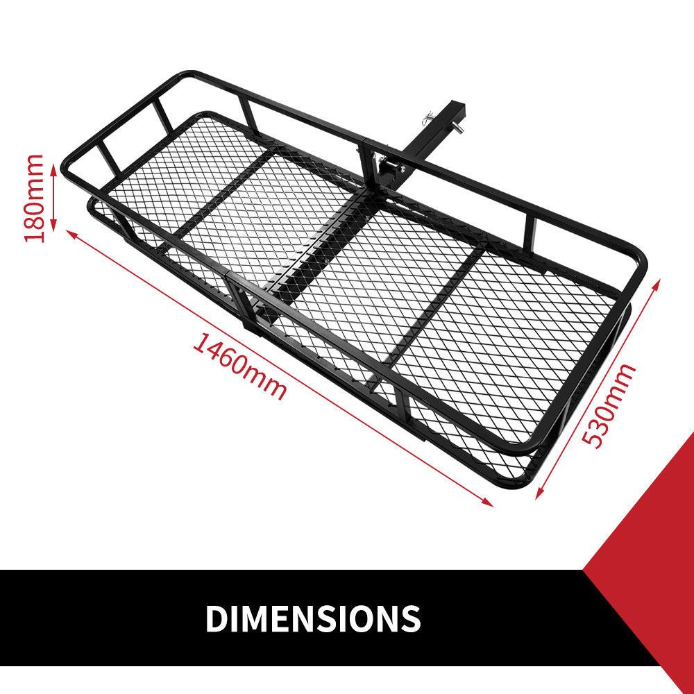 Cargo Carrier Luggage Basket Car Rack Foldable Hitch Mount Steel Mesh 4WD